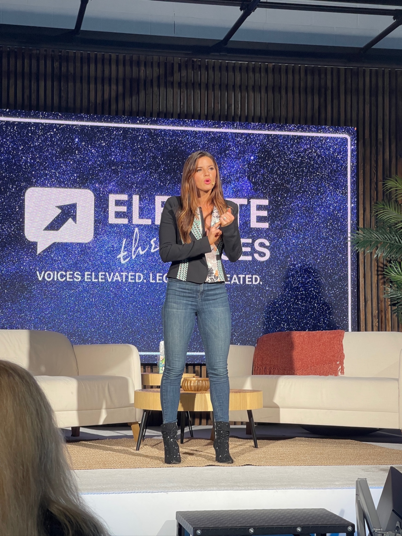 Rachele Brooke Smith on stage at Elevate the Voices