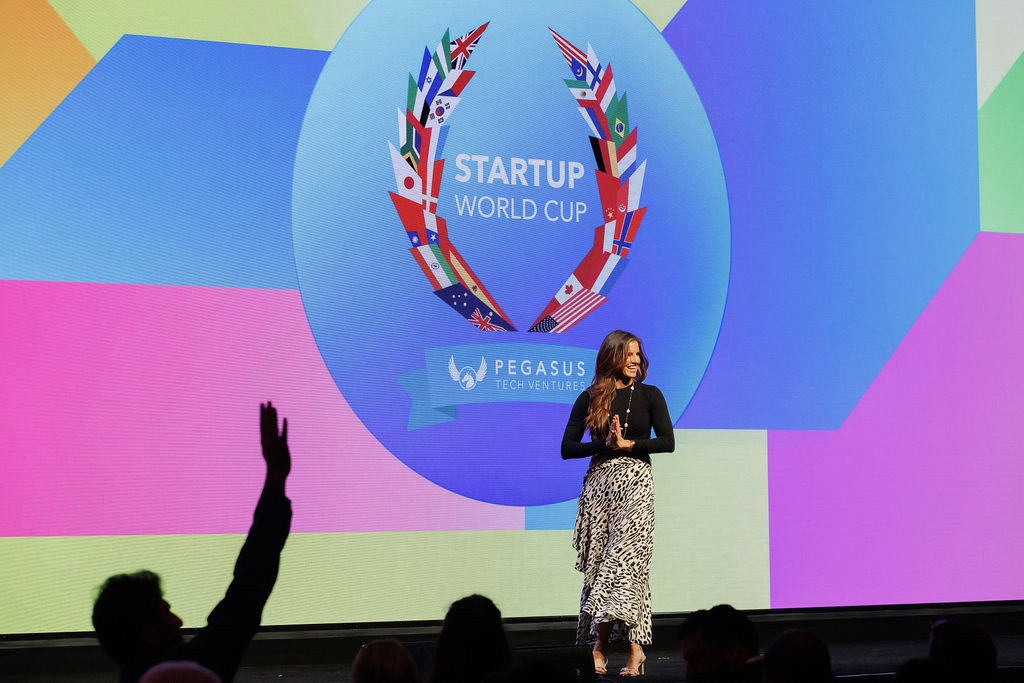 Rachele Brooke Smith on stage at Startup World Cup